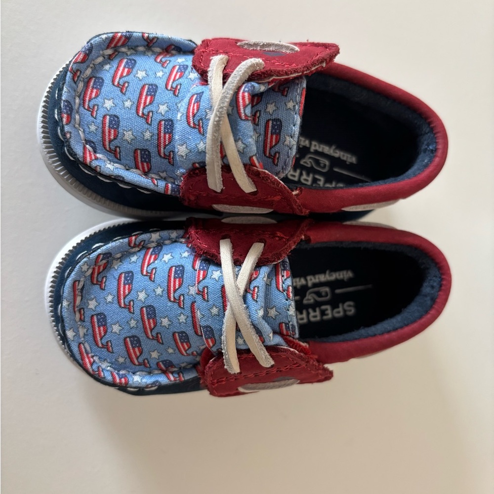 Sperry Vineyard Vines Baby' Blue and Red Whale Print Shoes
